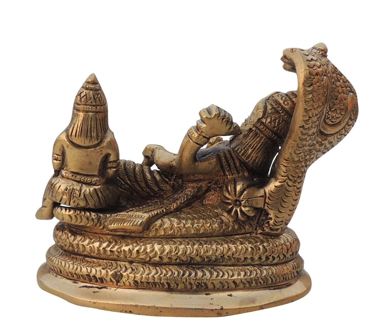 Brass Vishnu Laxmi God Idol Statue