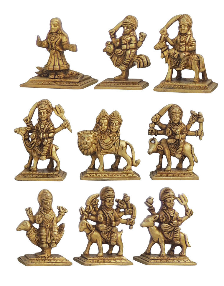 Brass Nau Durga Statue