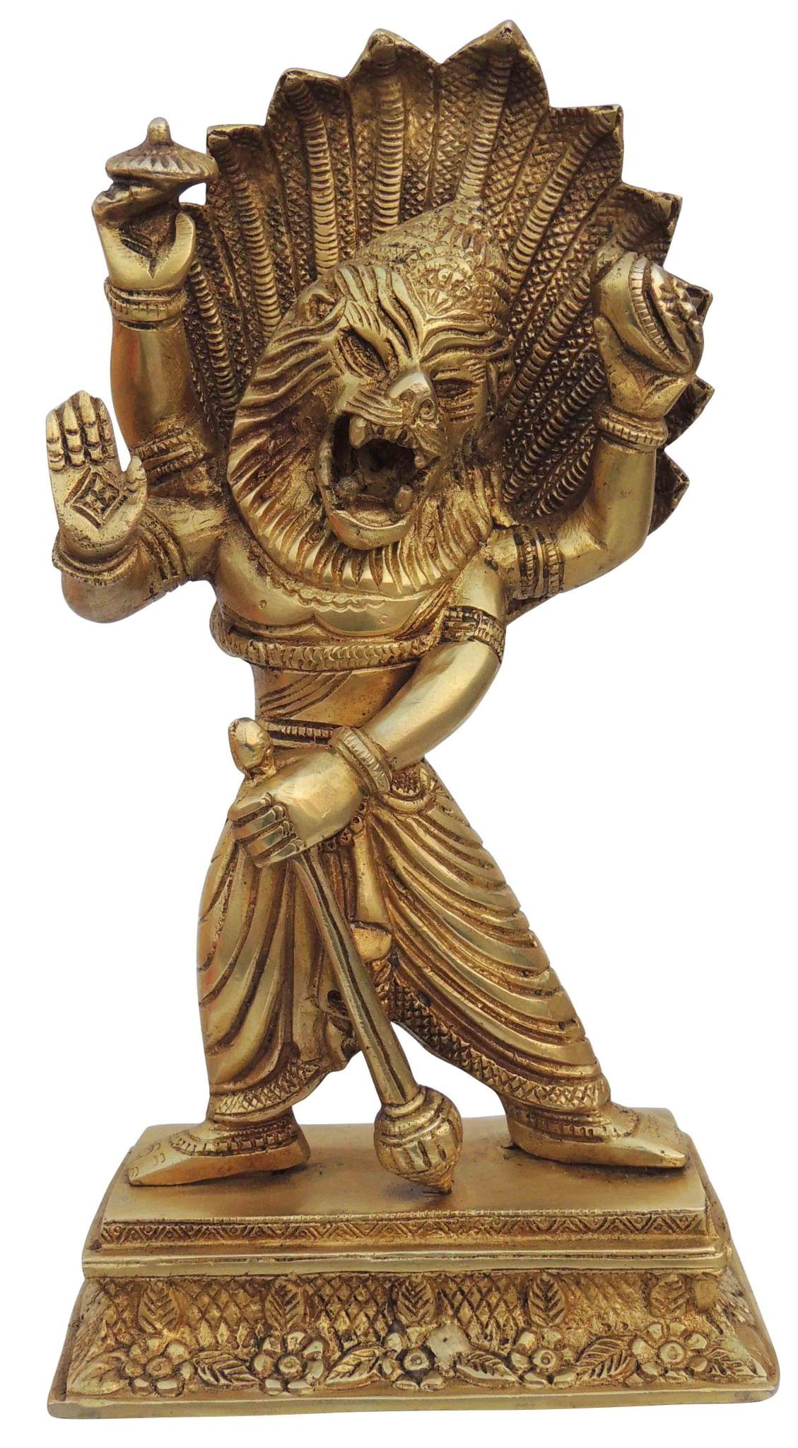 Brass Narsingh Bhagwan God Idol Statue