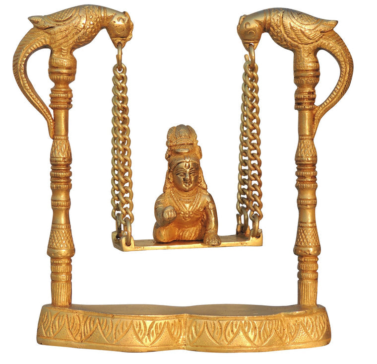 Brass Laddu Gopal Jhula Statue