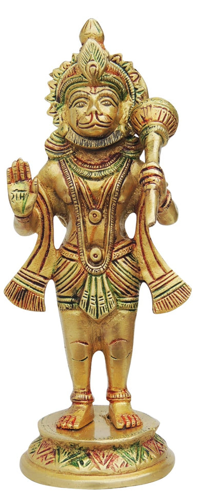 Brass Hanuman Ji Standing Round Base Statue