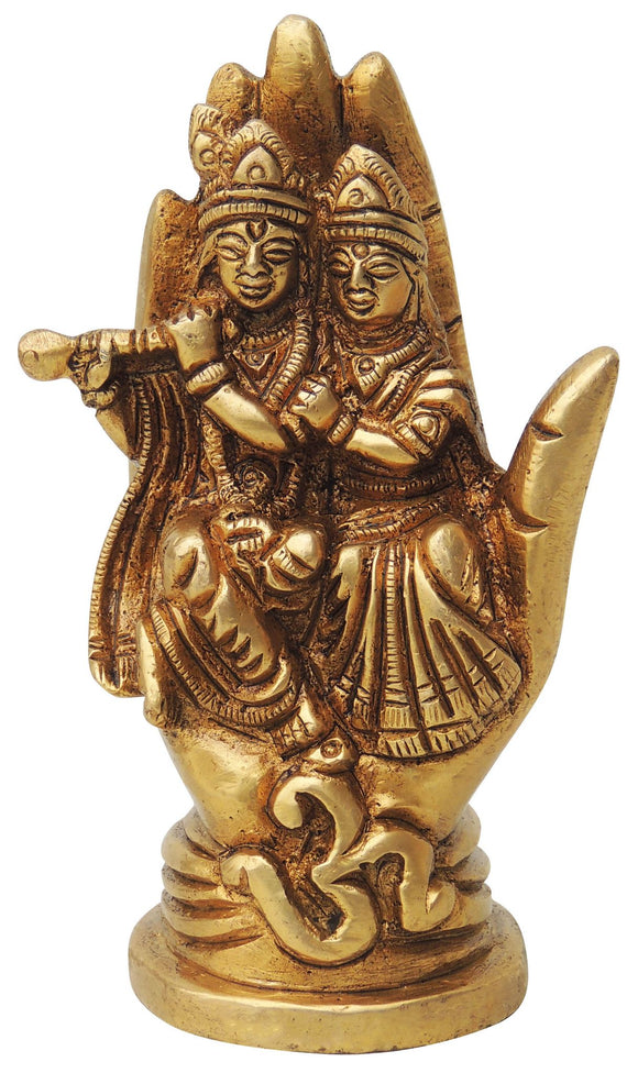 Brass Radha Krishna Statue On Hand