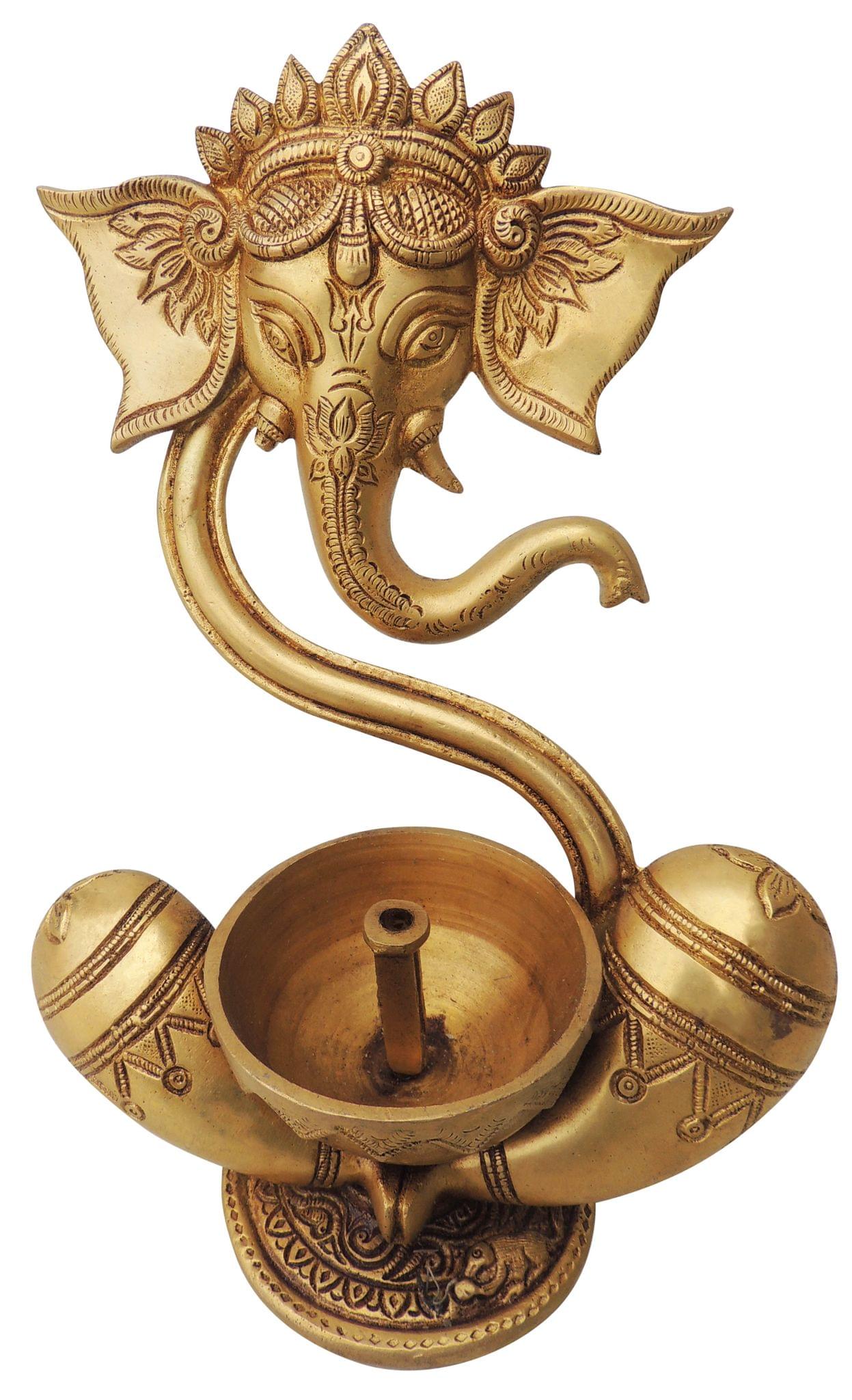 Brass Table Decor Deepak With Ganesh Ji