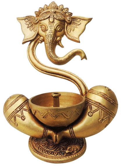 Brass Table Decor Deepak With Ganesh Ji