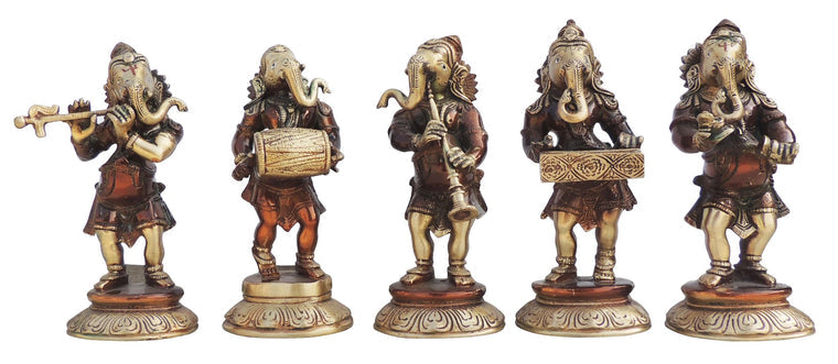 Brass Musical Ganesh Set Of 5 Pcs Statue