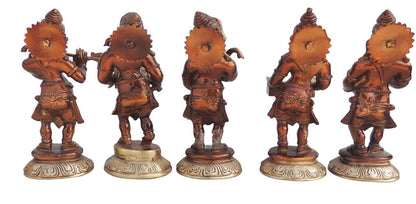 Brass Musical Ganesh Set Of 5 Pcs Statue