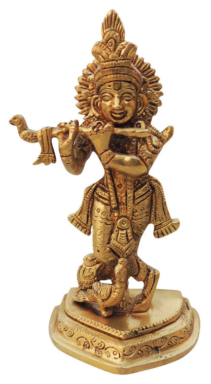 Brass Krishna Ji God Idol Statue