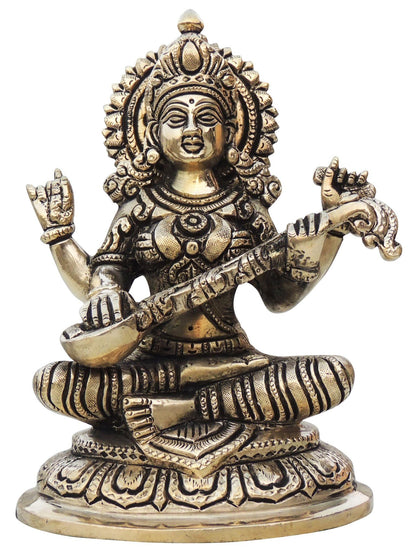 Brass Saraswati Ji Statue