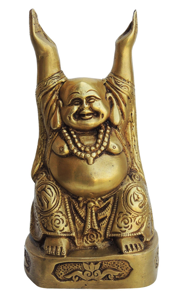 Brass Laughing Buddha God Statue