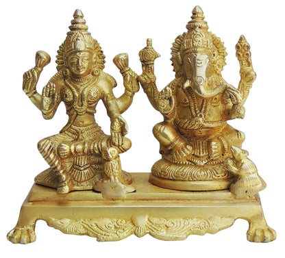 Brass Laxmi Ganesh God Idol Statue