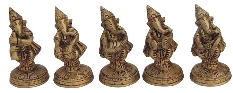 Brass Musical Ganesh 5 pcs set God Idol