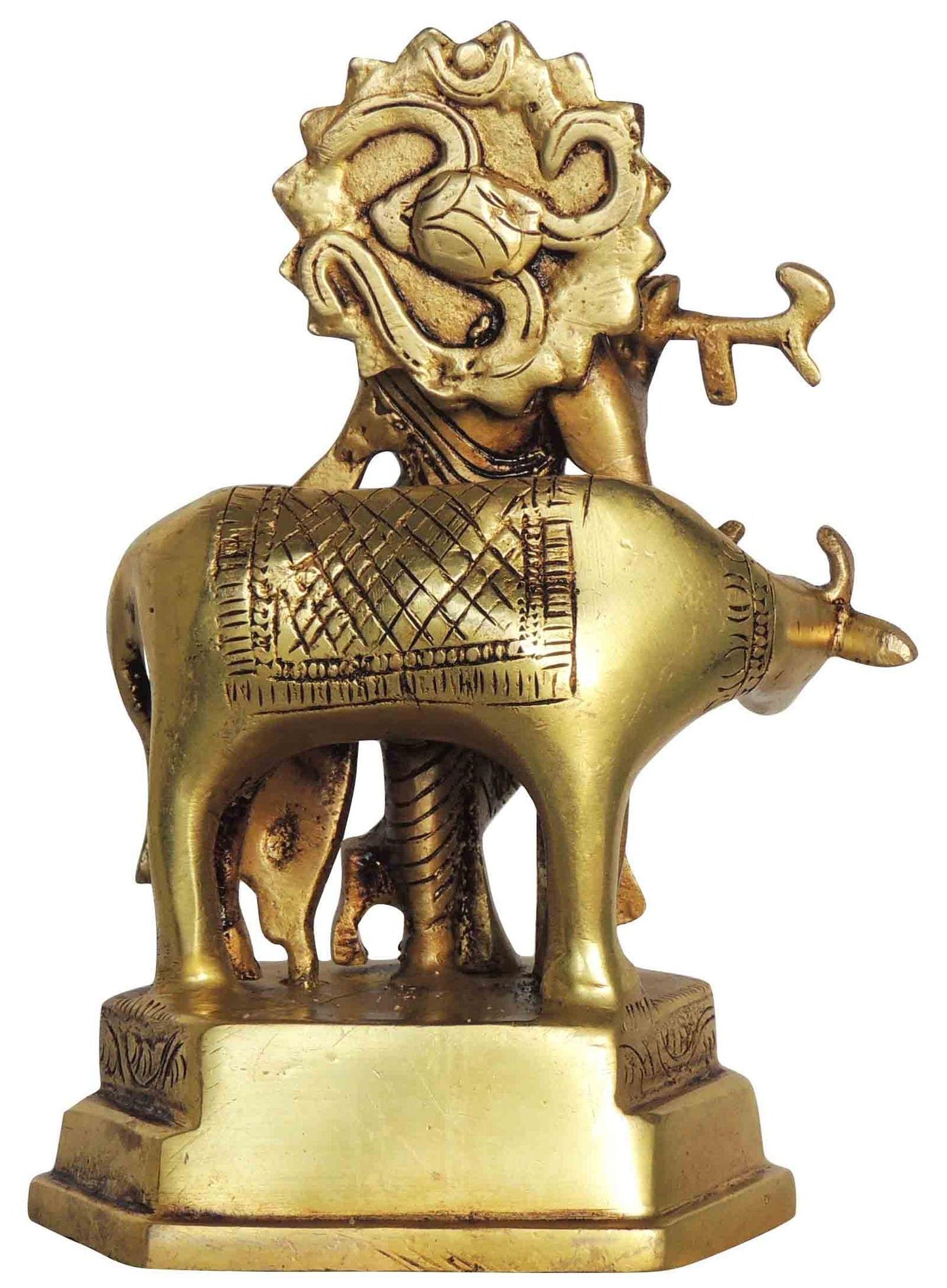 Brass Cow Krishna God Idol Statue