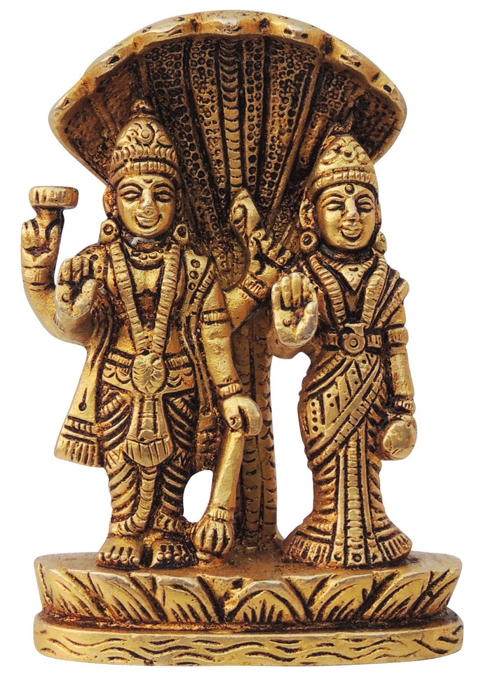 Brass Vishnu Laxmi Ji God Idol Statue