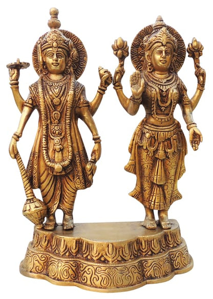 Brass Vishnu Laxmi Idol Statue