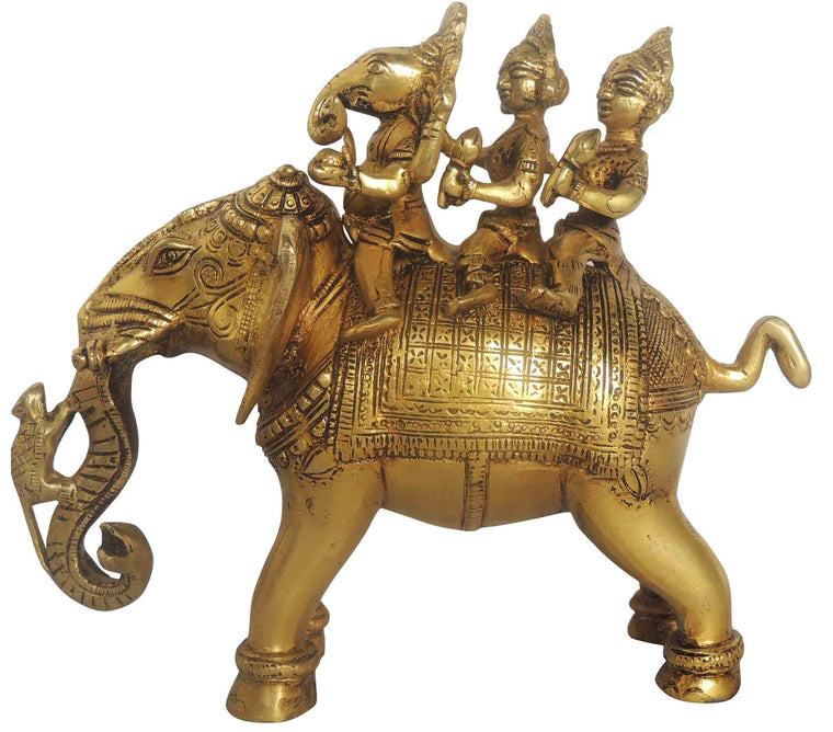 Brass Elephant Ganesh Idol Statue