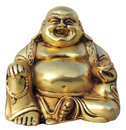 Brass Laughing Buddha God Idol Statue