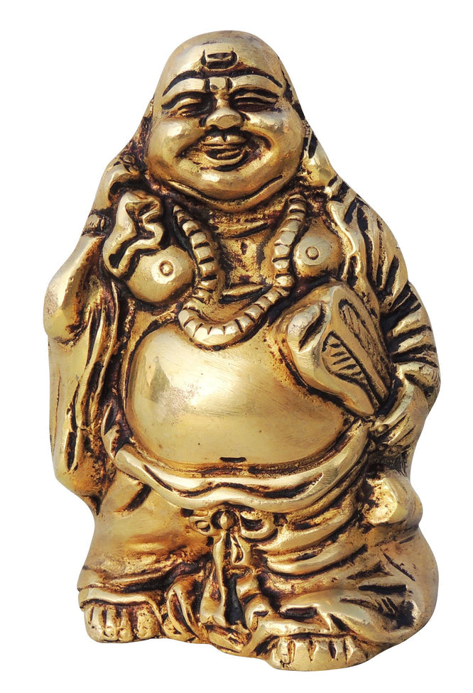 Brass Laughing Buddha God Idol Statue