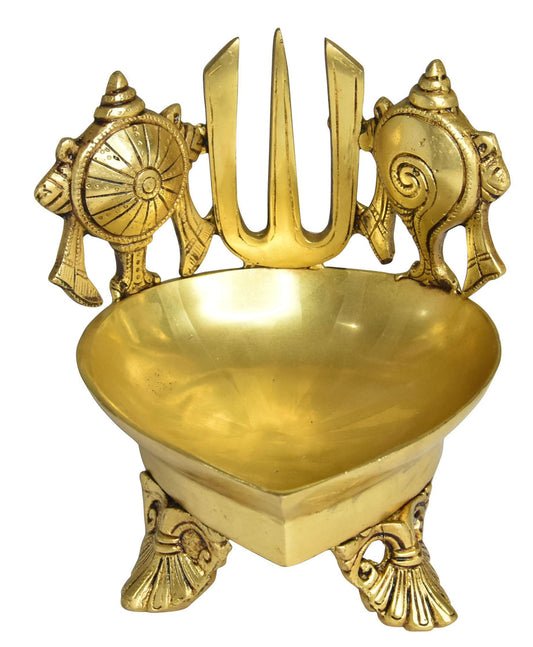 Brass Shankh Chakra Deepak Oil Lamp