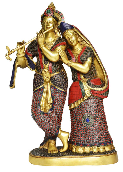 Brass Radha Krishna God Idol Statue