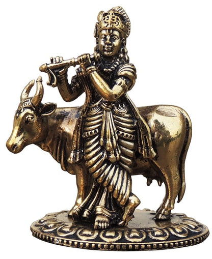 Brass Krishna Cow