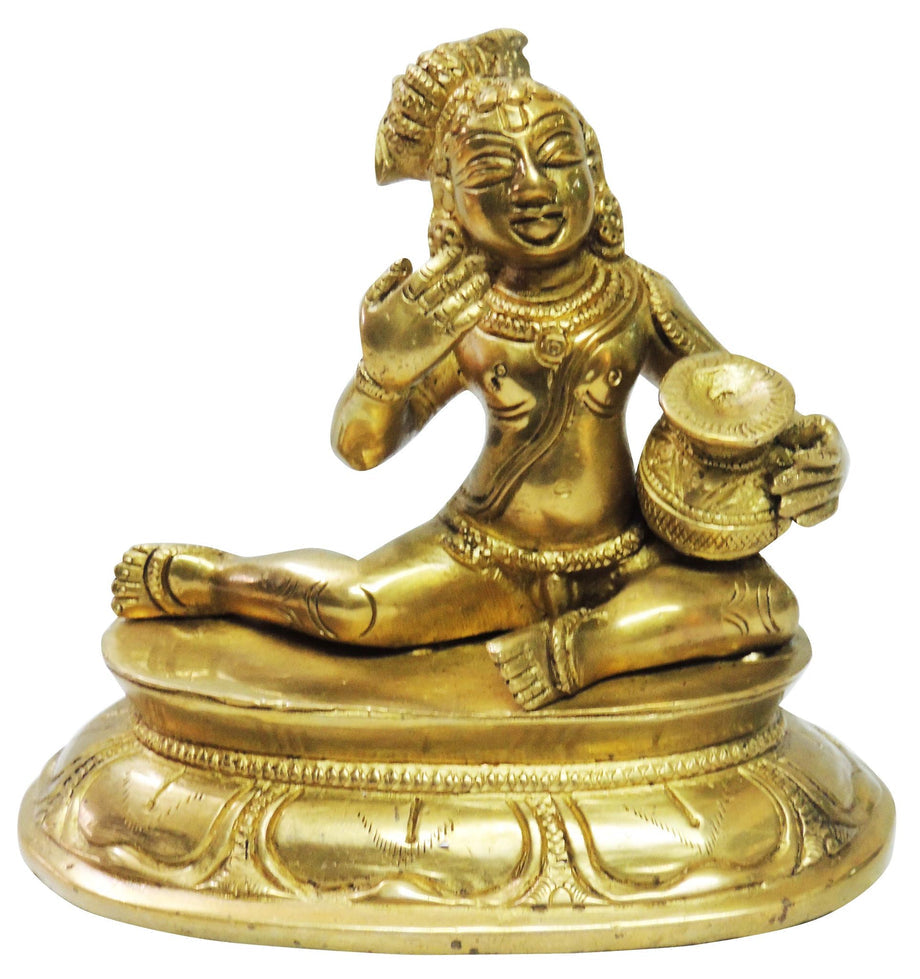 Pure Brass Makhan Krishna Statue