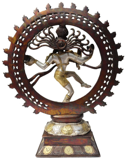 Brass Nataraja Statue With Tri Color Finish