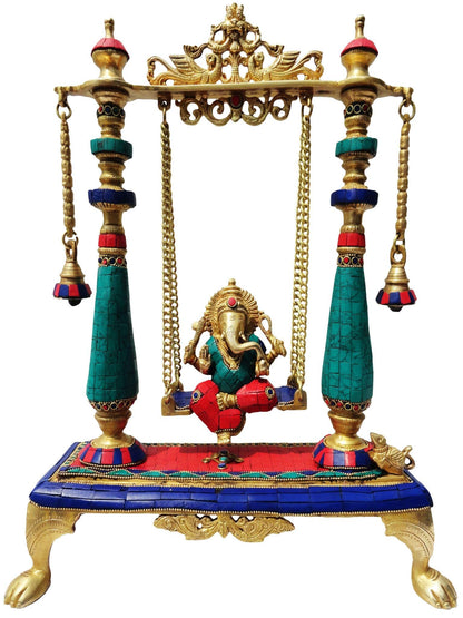 Brass Ganesh Ji Jhula Statue