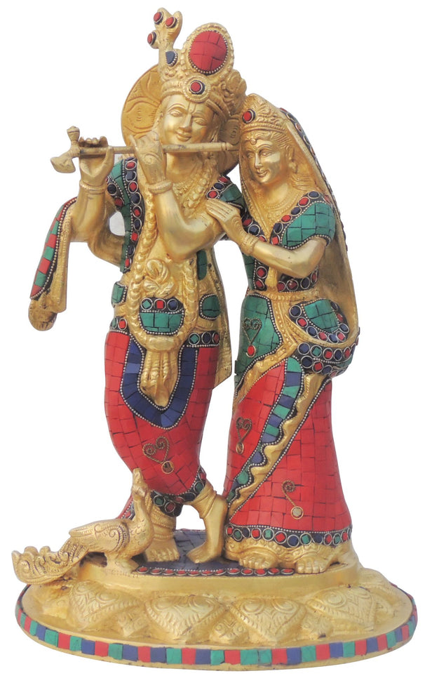 Brass Radhe Krishna Statue God Idol