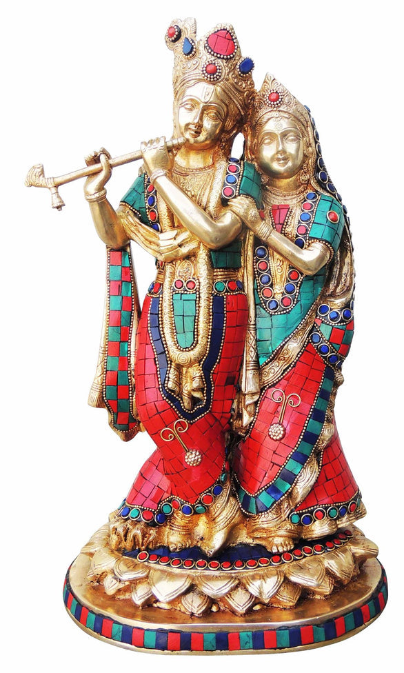 Brass Radha Krishna God Idol Statue