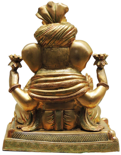 Brass Pagdi Ganesh Statue