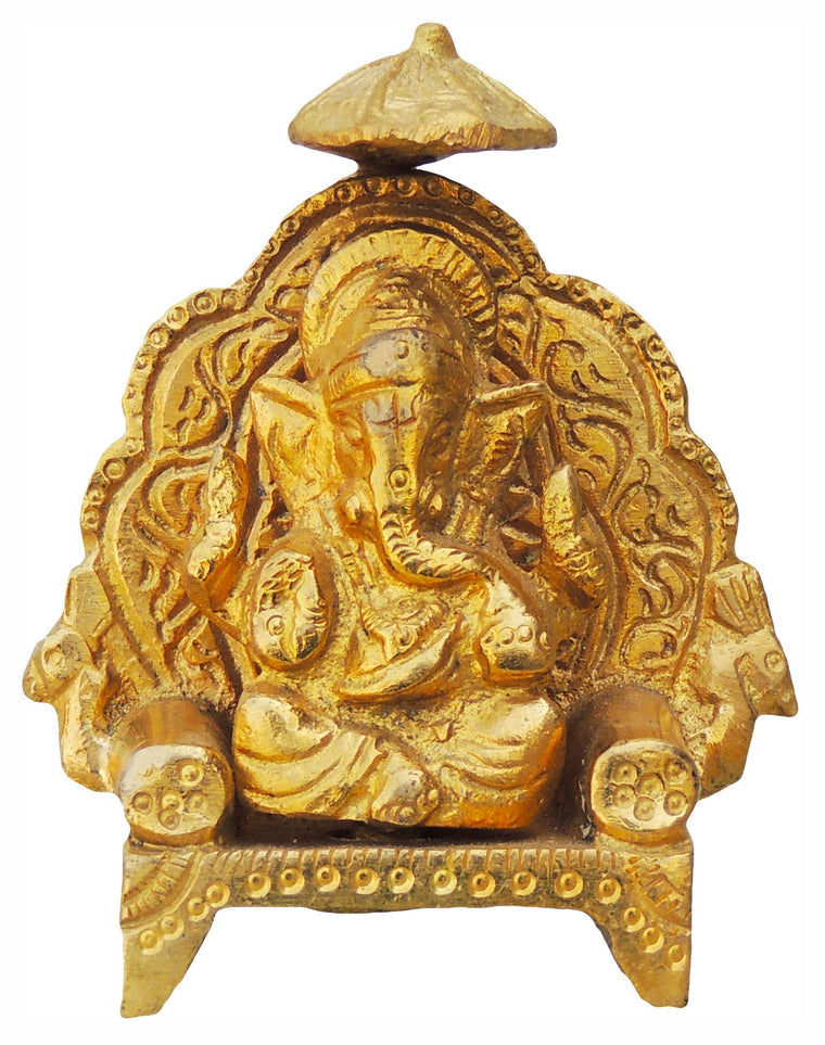 Brass Ganesh Ji With Chatri God Idol Statue