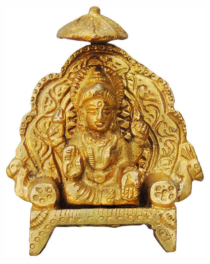 Brass Laxmi Ji With Chati Goddess Idol Statue