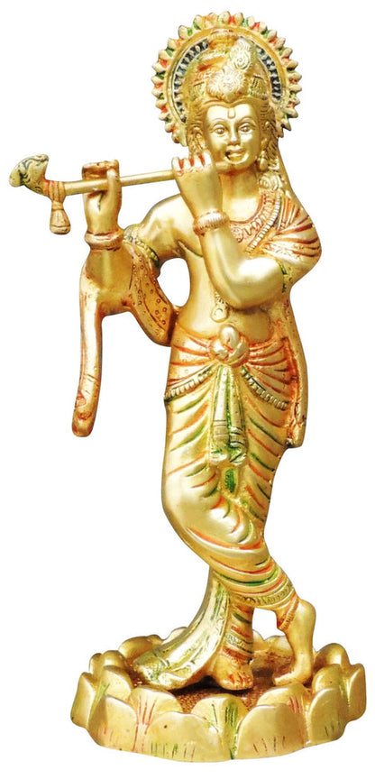 Brass Krishna Colour Statue