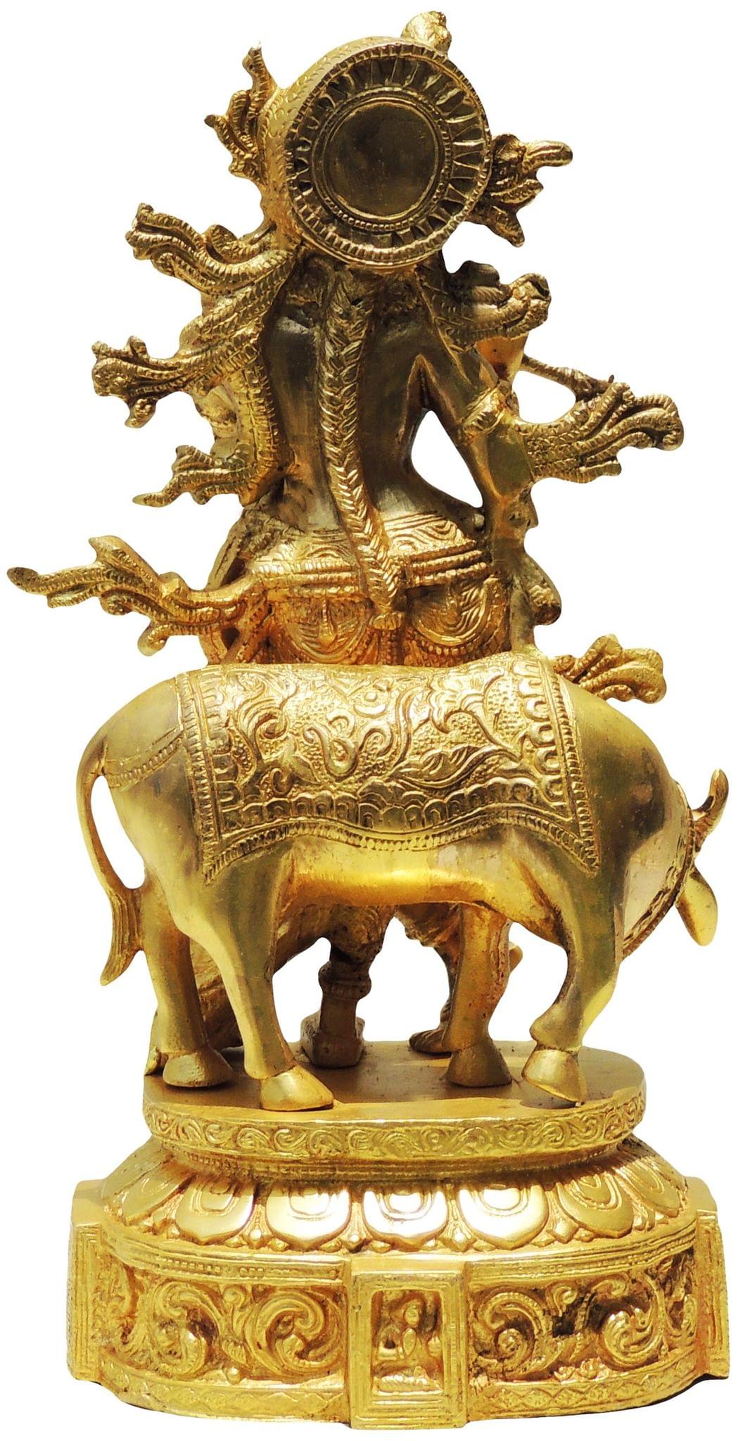 Brass Cow Krishna Idol