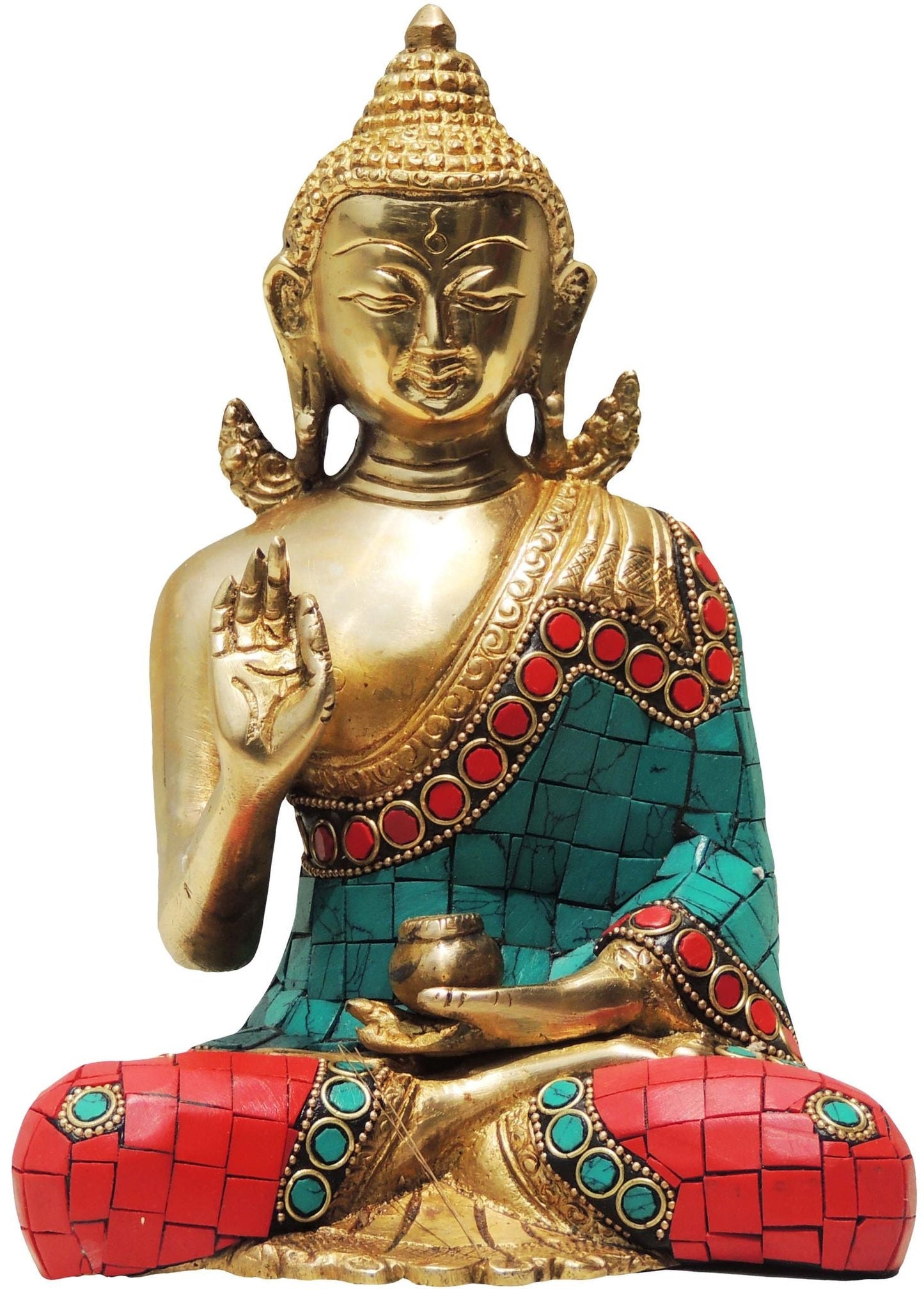 Brass Buddha Statue With Stone Finish