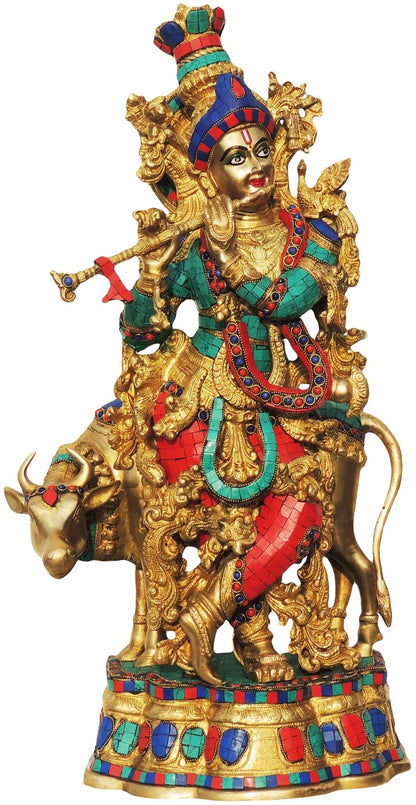 Brass Krishna Stone