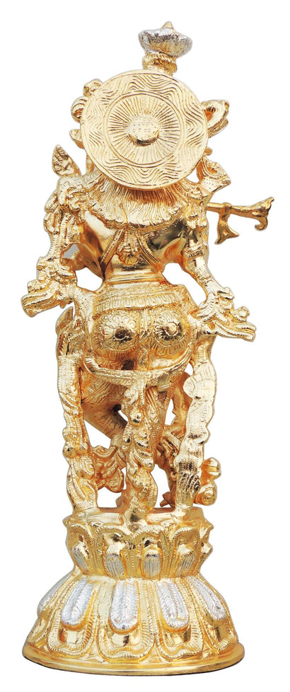 Brass Krishna In Two Tone Finish Statue