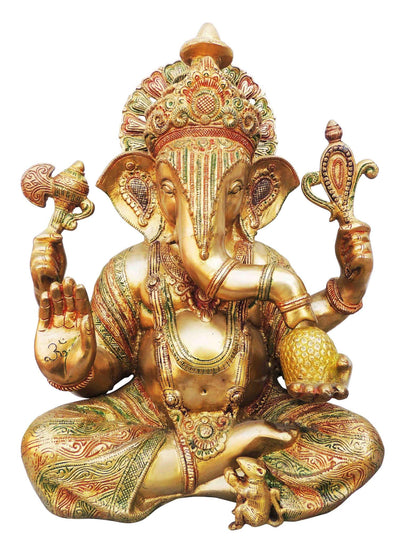 Brass Ganesh Ji Colour God Idol Statue