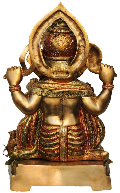 Brass Ganeshji With Base God Idol Statue