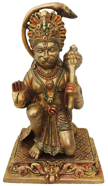 Brass Sitting Hanumna Ji Statue