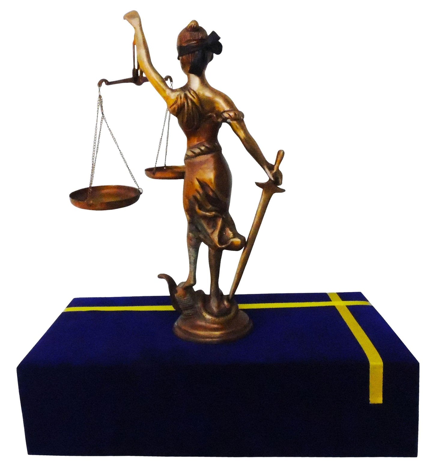 Brass Justice Lady Statue With Velvet Box