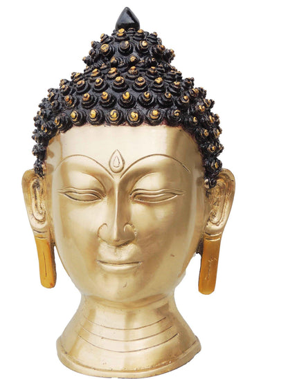 Brass Budha Head Statue Antique Finish