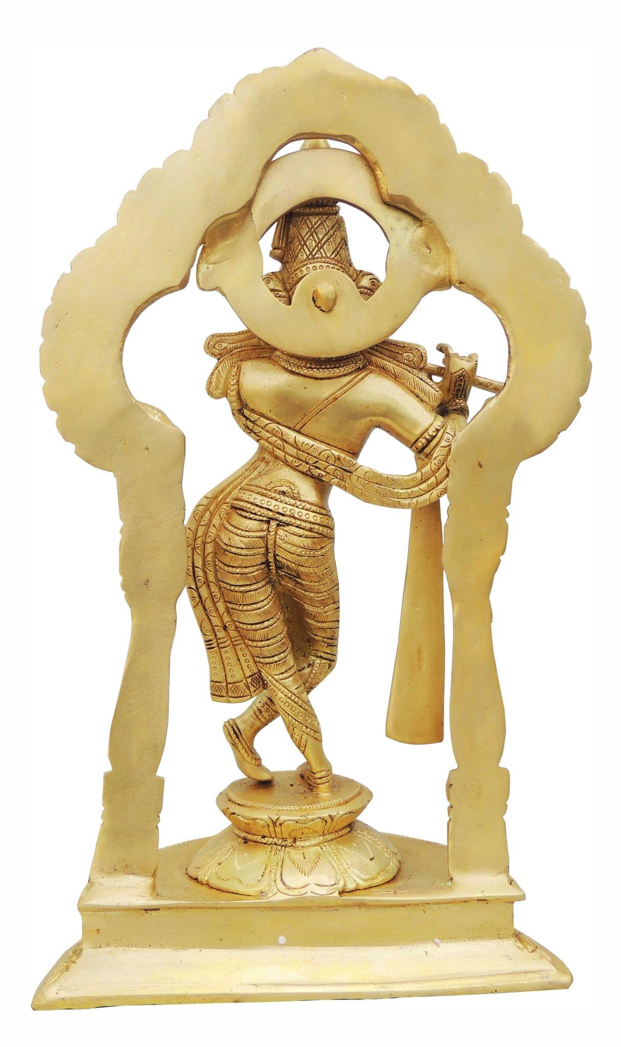 Brass Krishna Standing Darbar Sf Yellow