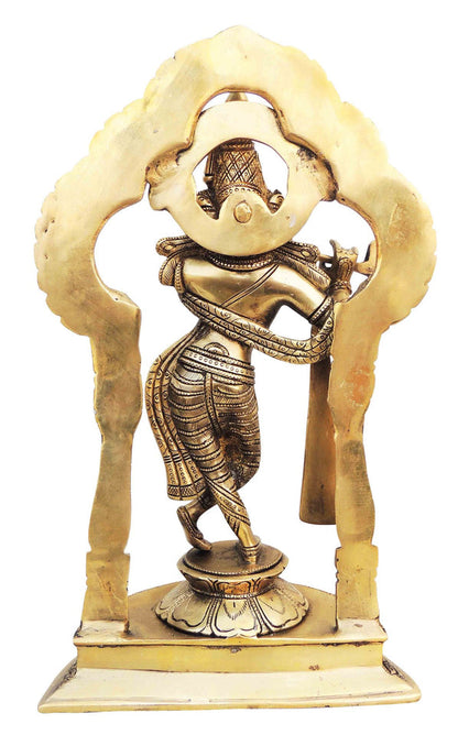 Brass Krishna Standing Darbar Sf Antique