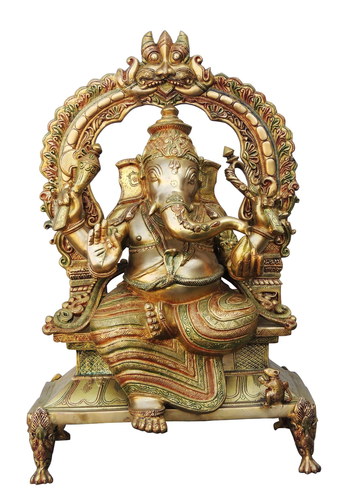 Brass Ganesh Big With Frame Statue