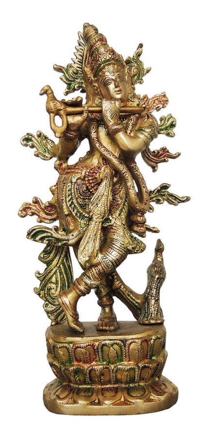 Brass Krishna Colour Statue