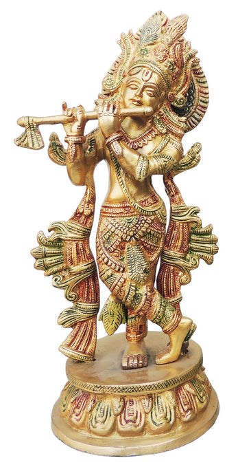 Brass Krishna Colour Statue