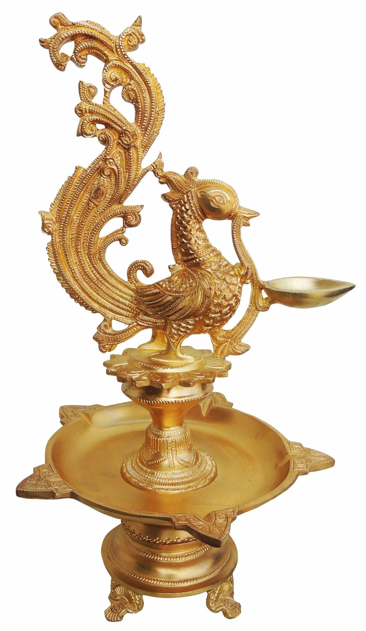 Brass Cock Murga Deepak God Idol Statue