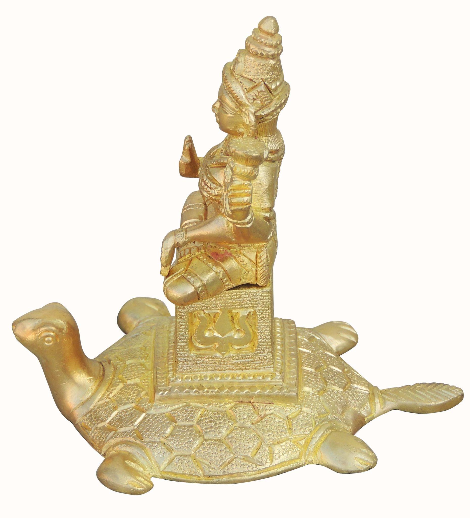 Brass Laxmi Ji Sitting On Tortoise Idol