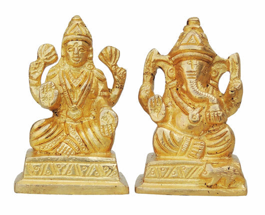 Brass Laxmi Ganesh Pair God Idol Statue